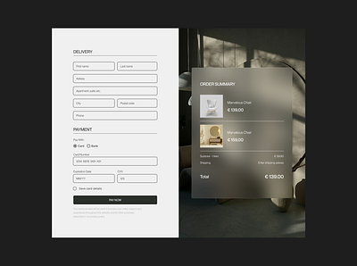 DailyUI 002 – Credit Card Checkout (Furniture Store) checkout dailyui designchallenge ecommerce uidesign uxdesign webdesign