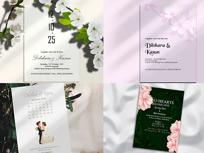 Elegant Wedding Invitation Card Design Collection card design elegant design floral design graphic design invitation card layout design minimal design modern wedding print design wedding wedding card wedding invitation wedding stationery