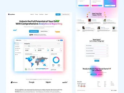 SocialPeek Landing Page 🚀 – All-in-One Analytics Dashboard branding design landing page saas social media ui ui design web design