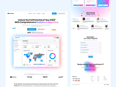 SocialPeek Landing Page 🚀 – All-in-One Analytics Dashboard branding design landing page saas social media ui ui design web design