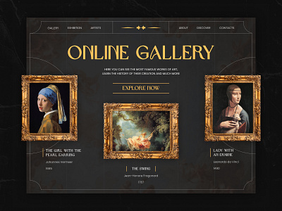 Online Gallery art classic concept dark design gallery gold inspiration landing painting ui ux webdesign website