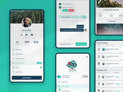 Reachbird Influencer Dashboard advertiser app appdesign bird campaign chat dashboard design gfxmob influencer inspiration interface marketing product reach saas stats ui uidesign userinterface