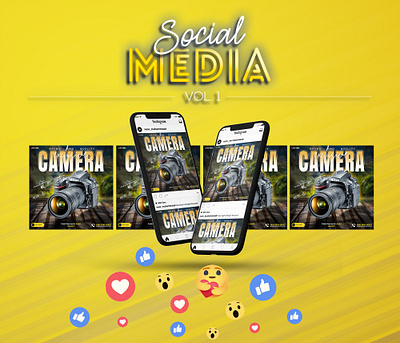 Camera Social Media Post Design branding graphic design product launch graphics