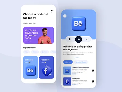 Podcast app screen app design design mobile app music podcast product sound ui ux