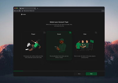 Onboarding Screens - Futbal clubs figma football onboarding players scouts sign up ui