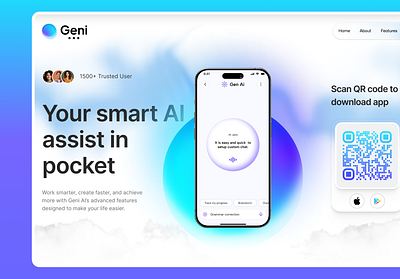 GeniAI Rebuild In Webflow 3d ai animation branding design figma framer graphic design illustration landing page logo motion graphics ui uiux ux web design web development webflow website wordpress