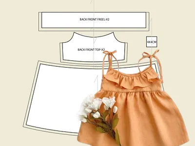 Baby Girl Ruffle Dress Pattern 3d 3dmockup branding design fashion illustration fashiondesign fashionillustration illustration tech pack ui