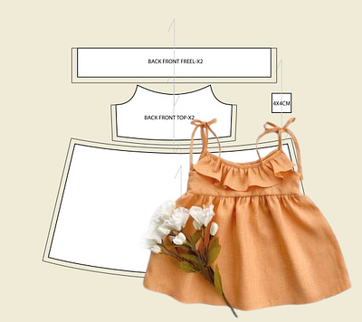 Baby Girl Ruffle Dress Pattern 3d 3dmockup branding design fashion illustration fashiondesign fashionillustration illustration tech pack ui