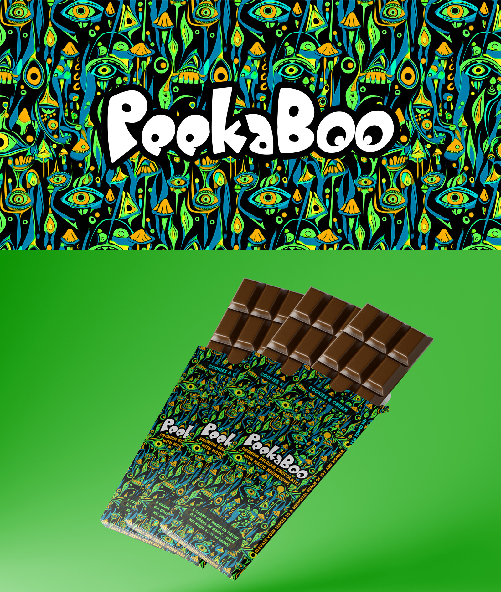 Magic mushrooms branding branding chocolate food beverages graphic design illustration logo packaging