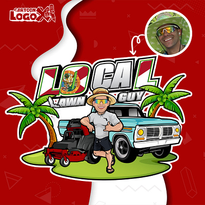 Local Lawn Guy Logo – Cartoon Mascot Design for Lawn Care custom business logo