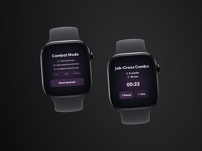 Workout App UI Concept / Smartwatch applewatch buuton component darkmode futuristicui mobiledesign neoncolor purple smartwatch ui uiuxdesign ux workoutapp