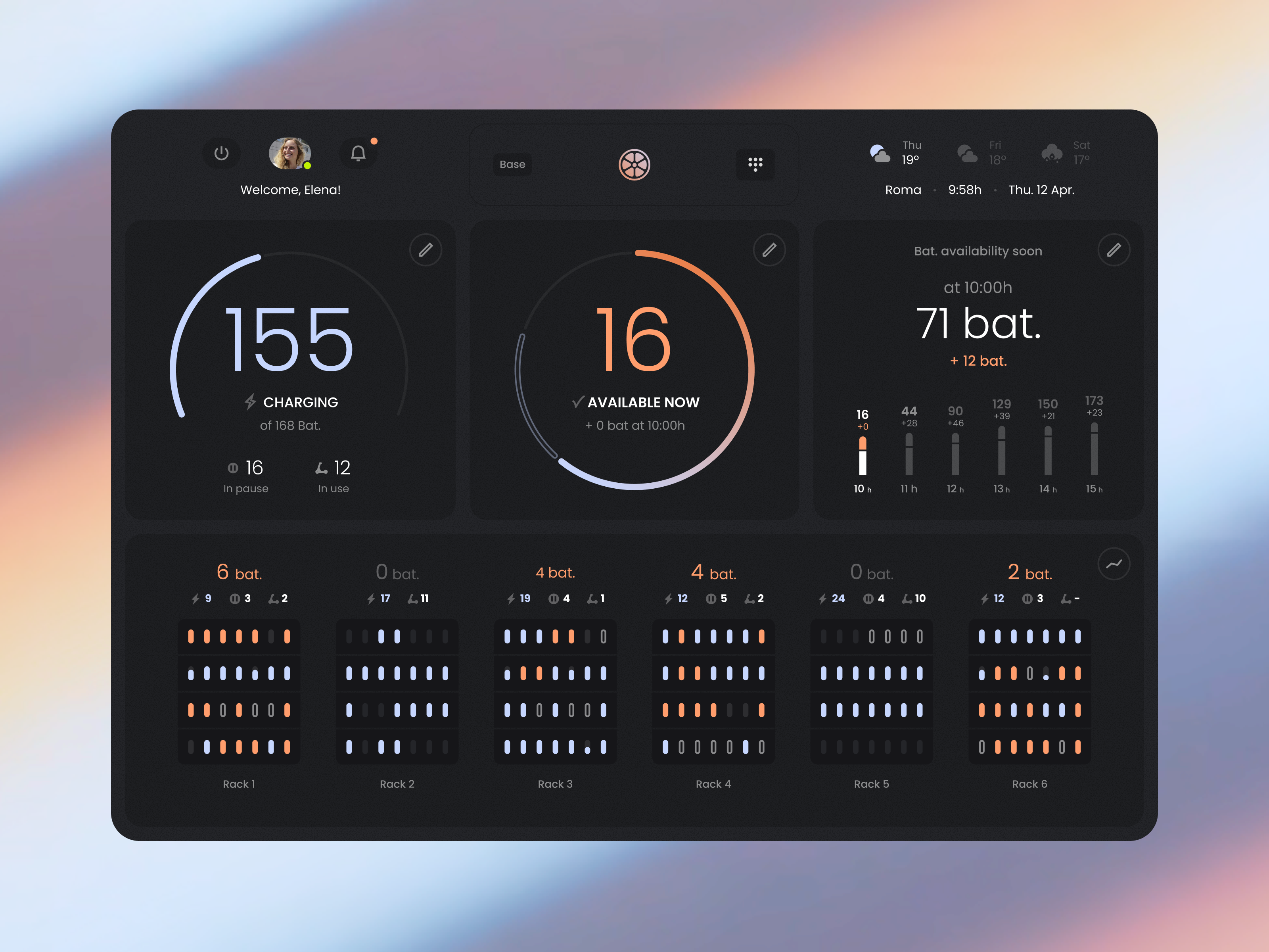 Demo project batery dark interface lime litio num project stat tablet