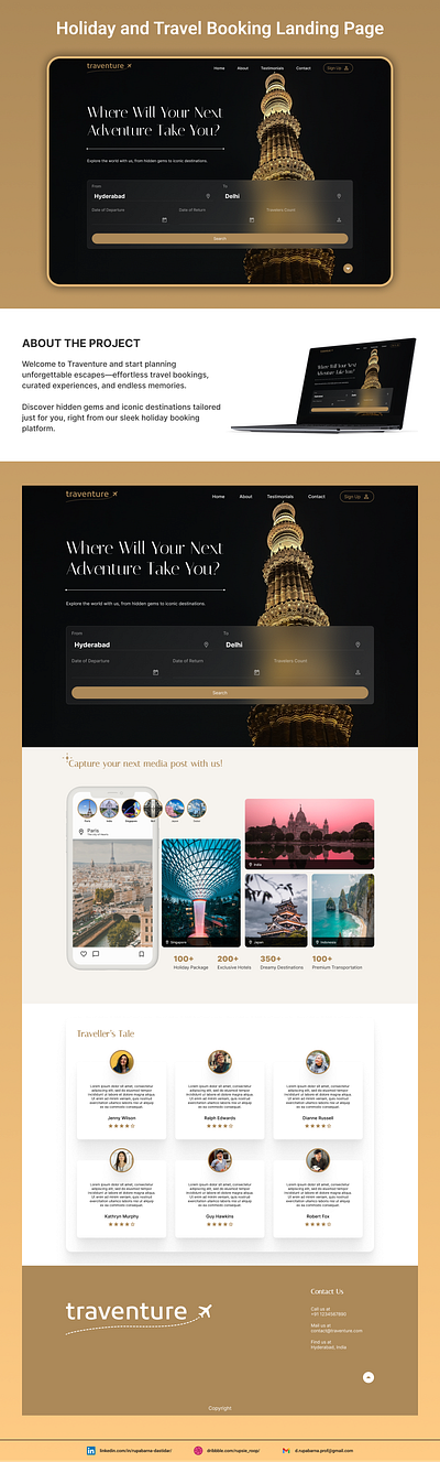 Holiday and Travel Booking Landing Page booking branding design holiday landing page logo travel ui