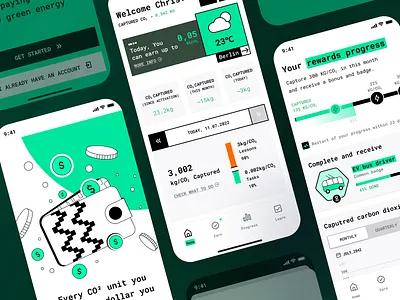 eaas.global - Green Energy Rewards App UI/UX Design animation apdesign appstore blockchain cleantech climateaction dashboard digitalwallet eco ecoapp fintech greenenergy illustration iphone mobileapp mobileui sustainbility uidesign uiux web3