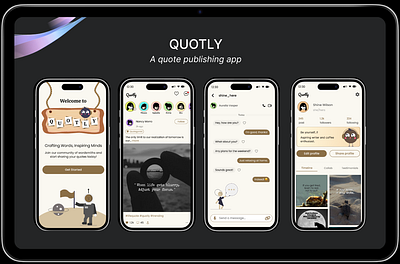 Quotly | A quote publishing mobile application branding graphic design mobile application socialmedia ui