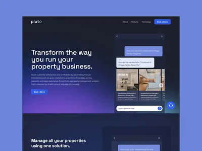 Pluto — AI Chatbot Website for Property Managers website design
