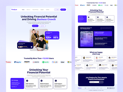 financial SaaS platform Landing Page components design landing page design minimal typography ui uidesign uiux ux web design website