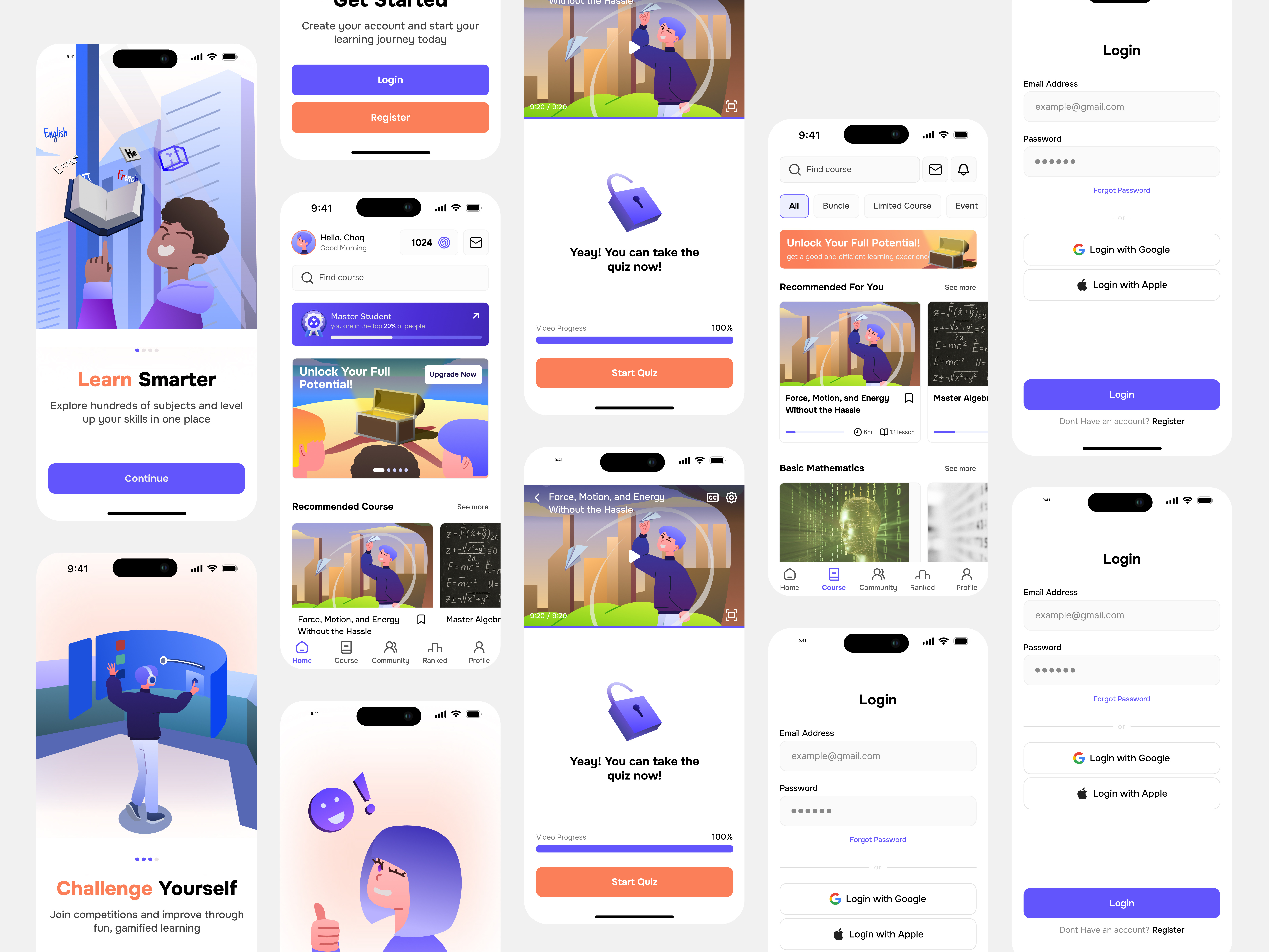 Theora - Educational App with Gamfication Mobile UI theora