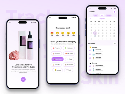 Skin Routine App – Minimal UI for daily care appdesign dailyroutine mobileui productdesign skincareapp uidesign
