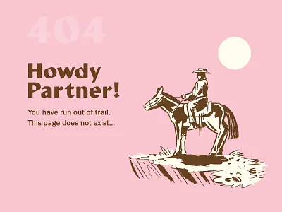 404 Error Page 404 404 page cowboy digital error page horse illustration sketch weekly warmup western