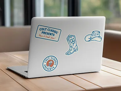 Sticker for Modern Cowboy Aesthetics Brand brand identity branding corporate identity graphic design sticker sticker design sticker on laptop