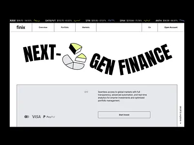 Finix homepage interaction concept design finance fintech fintech startup homepage design investment app landing page minimal ui neobanking portfolio management product design trading platform ui uiux user interface ux ux process web application web design wireframes