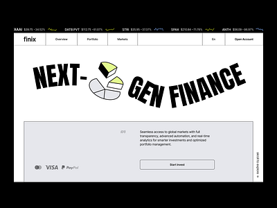 Finix homepage interaction concept design finance fintech fintech startup homepage design investment app landing page minimal ui neobanking portfolio management product design trading platform ui uiux user interface ux ux process web application web design wireframes