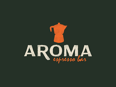 Aroma branding cafe coffee design graphic design illustration illustrator logo minimal moka pot typography