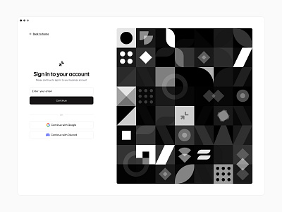 Minimal Login UI — Geometric Monochrome Authentication Flow auth authentication brutalism geometric login minimalism monochrome saas signin signup ui ux