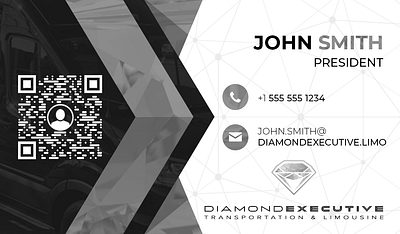Diamond Executive Business Card Example business card creative diamond executive limousine modern personalized professional qr sleek transportation