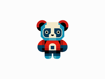Geometric Panda Logo animal bear branding cartoon character colorful cute design geometric icon illustration kids logo mark mascot panda playful robot symmetry vector