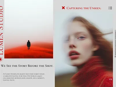 LUMEN STUDIO, Photography studio website graphic design landing page ui web design