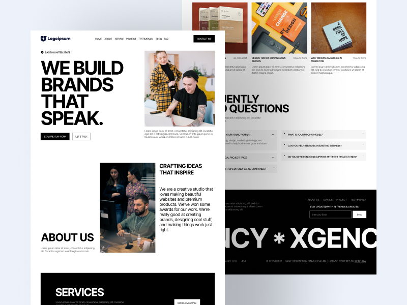 Agency Portfolio Website UI/UX Design agency agency web black and white branding clean landing page marketing minimal personal protfoilo personal website portfolio protfoilio design protfoilo ui ui designer web design website design