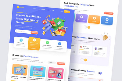 Coursy - Course Landing Page agency app colorful course design landing landing page online online course page ui ui design user interface ux ux design website