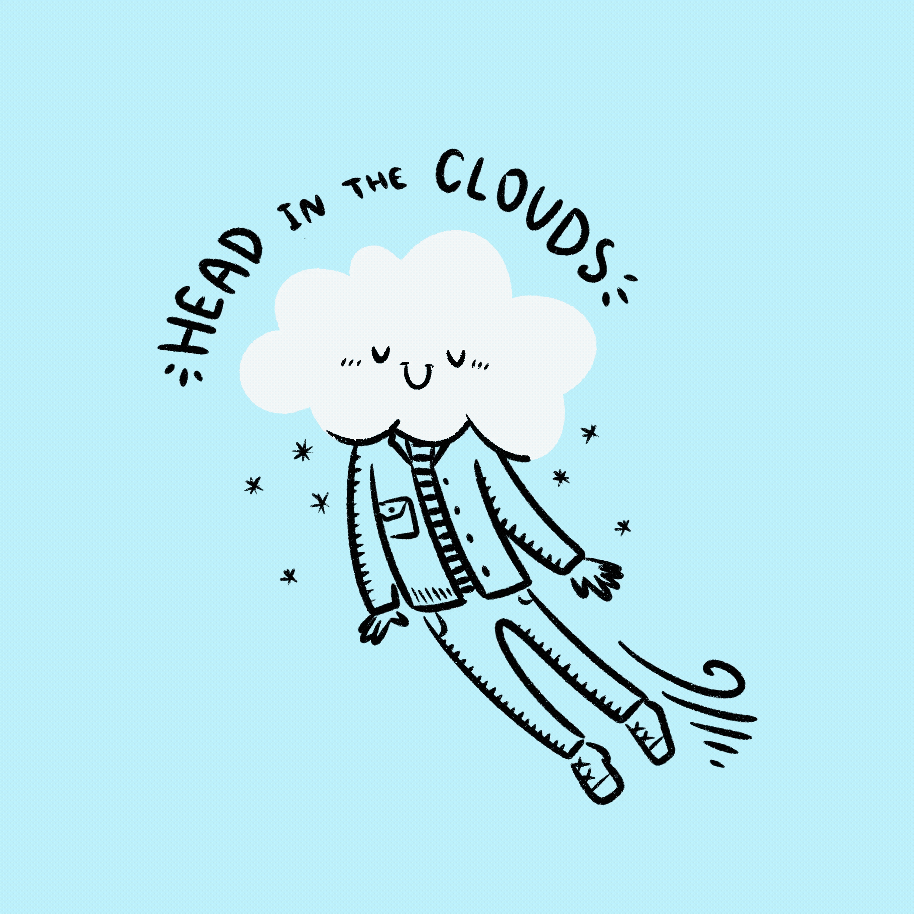 Head in the clouds ☁️🙃 cartoon character character design cloud comic doodle fun head illustration