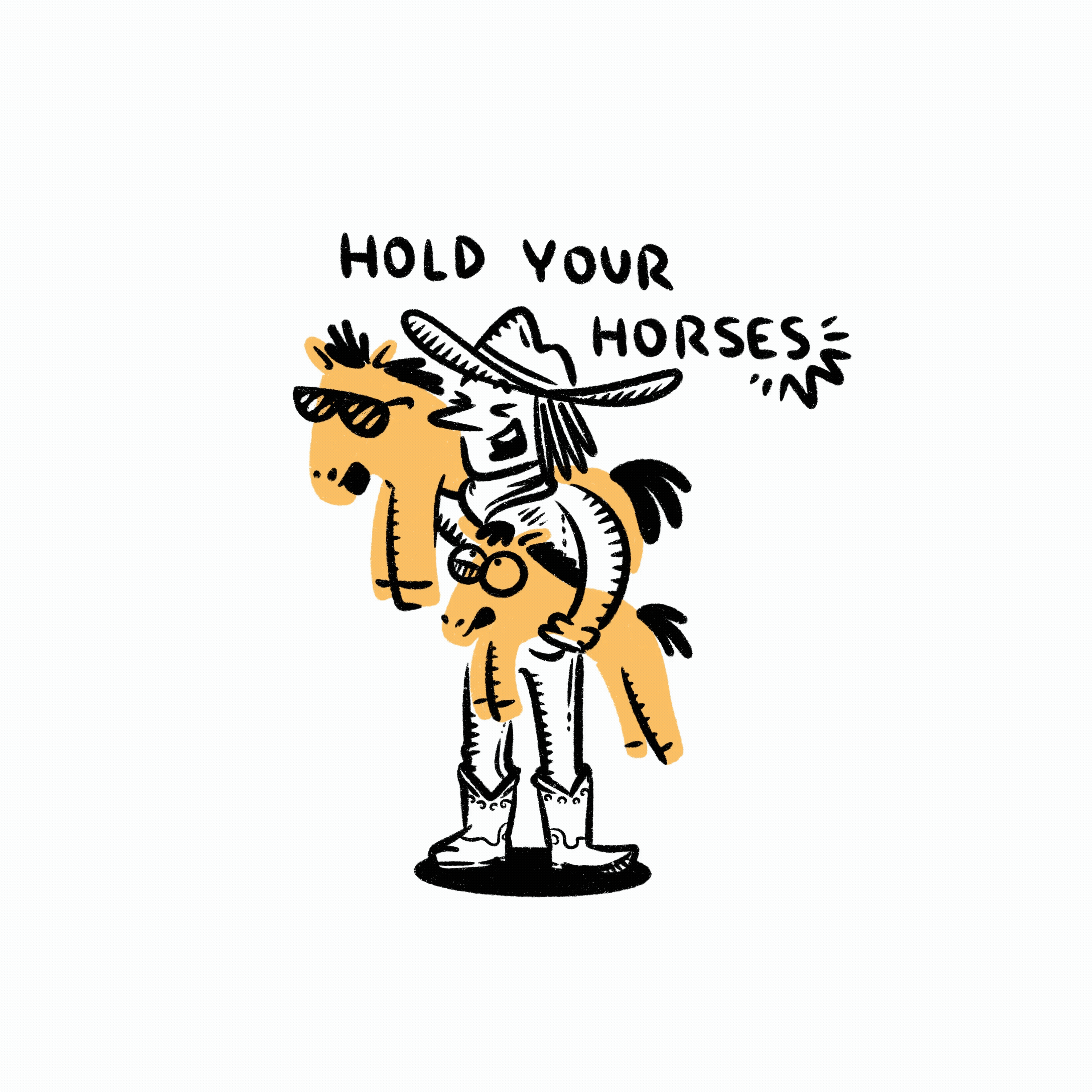 Hold your horses 🐴 cartoon character character design comic cowboy doodle fun horse illustration