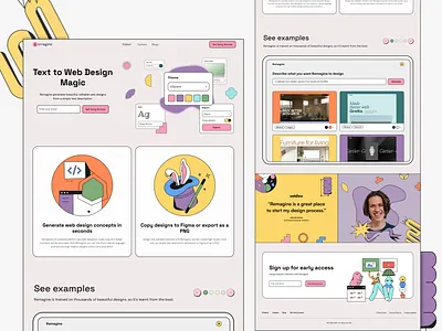 Reimagine – Text to Web Design Magic aidesign branding design illustration landingpagedesign minimaldesign productdesign ui uidesign webdesign