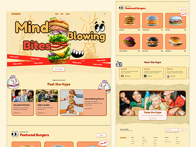 Hypeburger – Mind Blowing Burger Landing Page branding burger creative design food fooddesign illustration landingpage productdesign uidesign webdesign