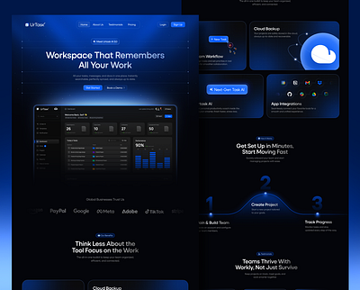 SaaS Task Task Management Website Design | UrTask | UI UX Design darkmode darkwebsite graphic design saas saas ui ux saas website design task managment ui ui ui design ui ux design uiux ux