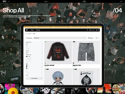 Catalog Page anime asian character ip cyberpunk ecom ecommerce plushy pop culture shop streetwear ui web design
