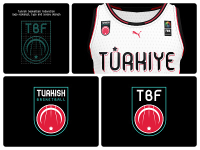 Turkish national basketball team logo and jersey design basketball basketball jersey basketball uniform brand identity branding federation logo design jersey logo logo design logo type number turkiye type type design uniform