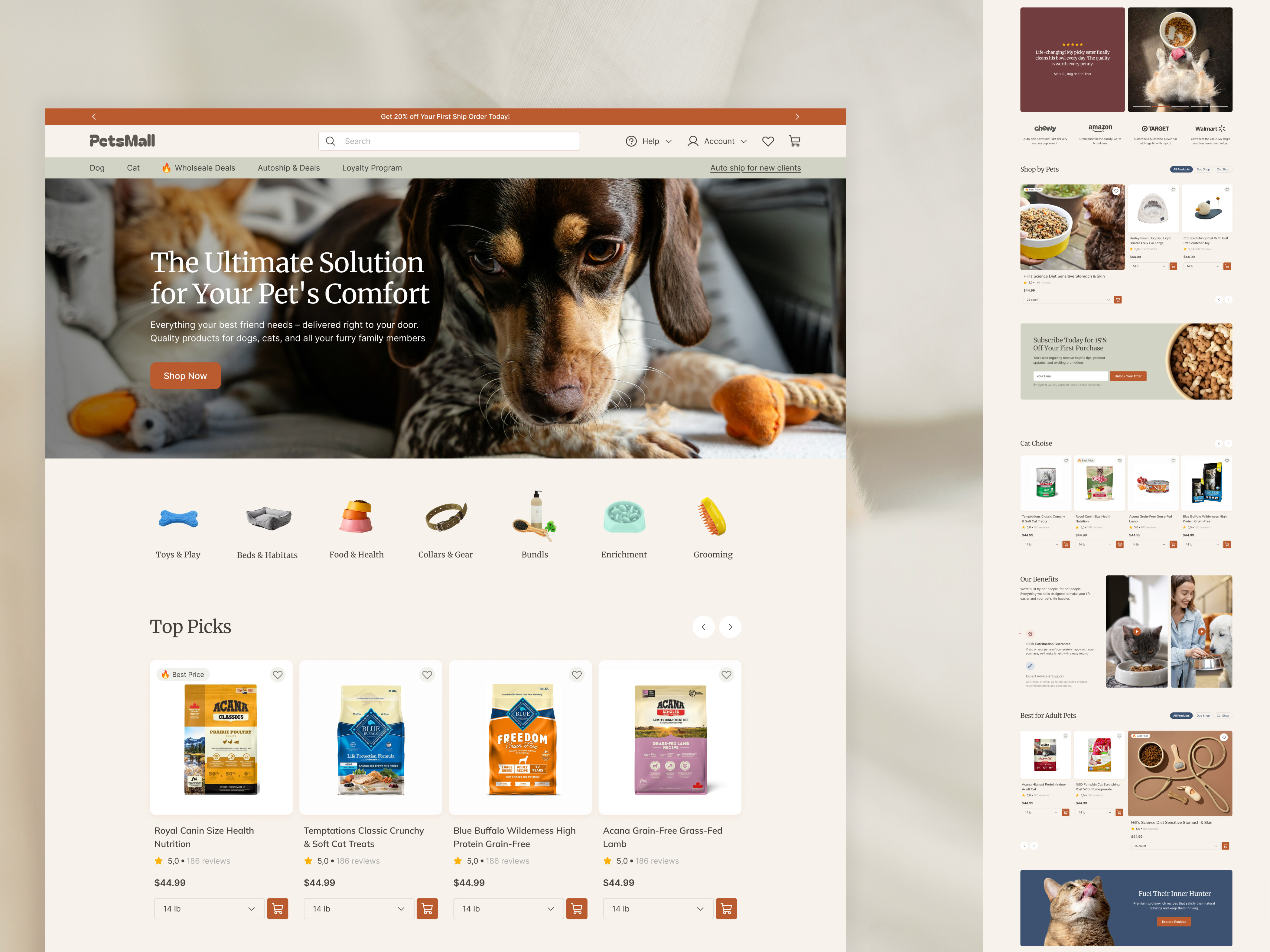 Minimal Pet Shop E-commerce UI – Clean, Light, and Scalable animals clean ui conversion design ecommerce ui figma ui minimal ui modern ecommerce online shop online store ui pet products pet shop pet store pet store design pets retail website shopify design ui design ux design web design