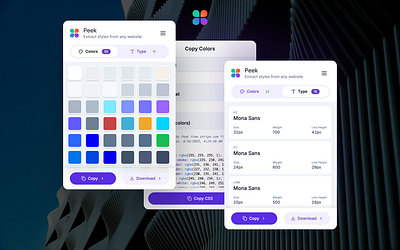 Peek Chrome Extension - Extract Color & Text Style From Websites browser extension chrome chrome extension color extractor edge edge add on edge extension extension extension ui extract colors extract styles extract text khalid hasan zibon peek peek extension style extractor