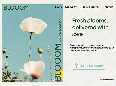 BLOOOM, flower delivery website branding design ecommerce graphic design illustration ui ux web design