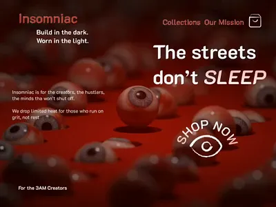 Insomniac, streetwear brand ecommerce branding design ecommerce graphic design illustration logo ui ux web design