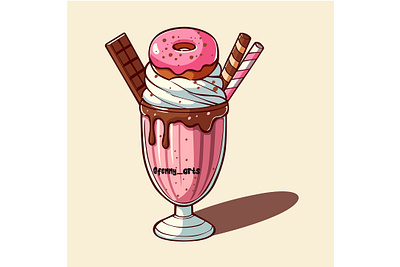 Cartoon of a Pink and Chocolate Milkshake bar beverage cafe chocolate concept cream creamy delicious dessert diner drink elements glass menu milkshake restaurant shake smoothie sweets tasty