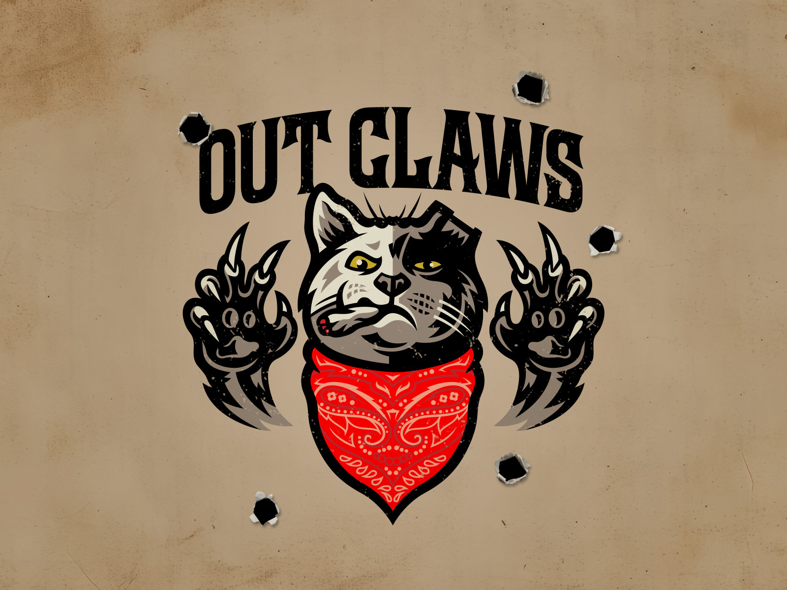 Out Claws branding cat design graphic design illustration illustrator logo outlaw vector