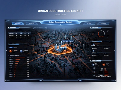 Urban Cockpit x FUI 3d c4d city dark mode data data visualization design fui hud interface technology ui uiux ux