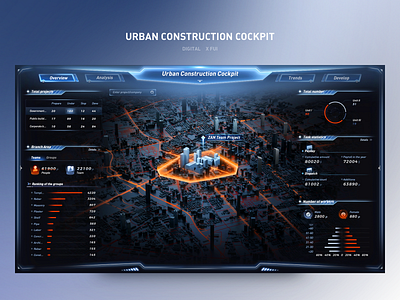 Urban Cockpit x FUI 3d c4d city dark mode data data visualization design fui hud interface technology ui uiux ux