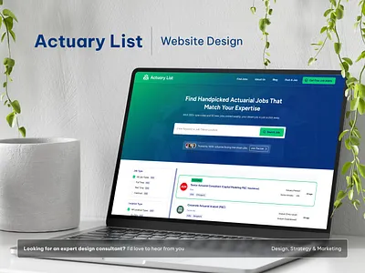 Job Platform Redesign - Double Conversions - Actuary List actuary corporate website design design optimization front end hero design job cards job listing job search job website landing page design marketing product design saas start up website ui ux web design website website design